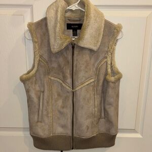 Tan and Cream Shearling Vest